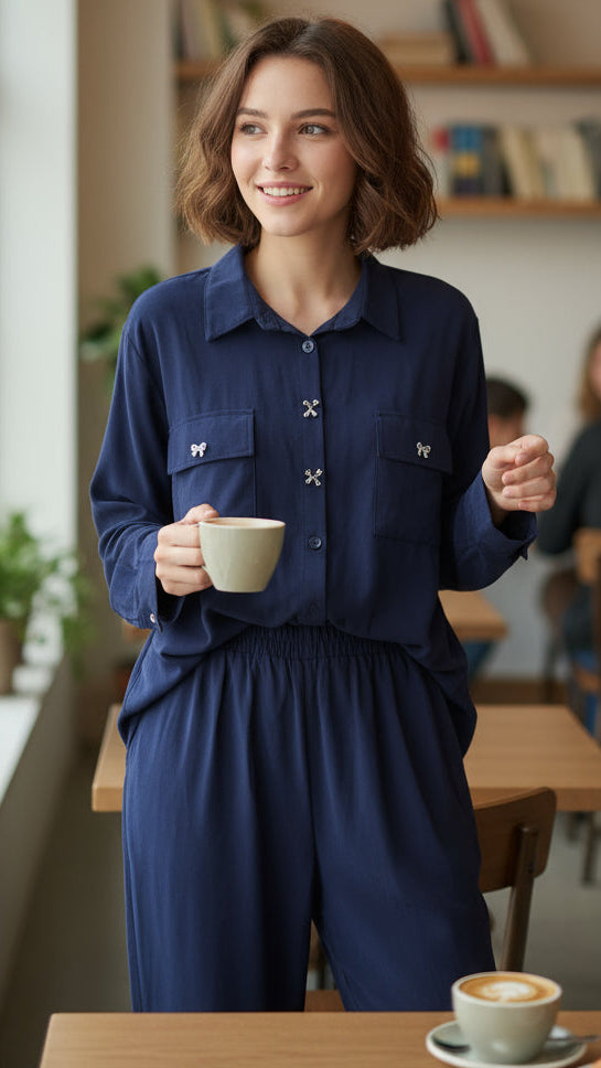 Two-Piece Button-Down Cord Set