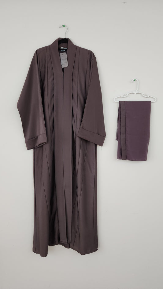 Satin-Finish Abaya with Matching Scarf