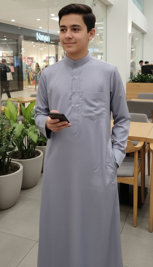 Fauz teen thobe with breathable fabric and heritage-inspired tailoring—perfect for Islamic wear in New Zealand and Australia