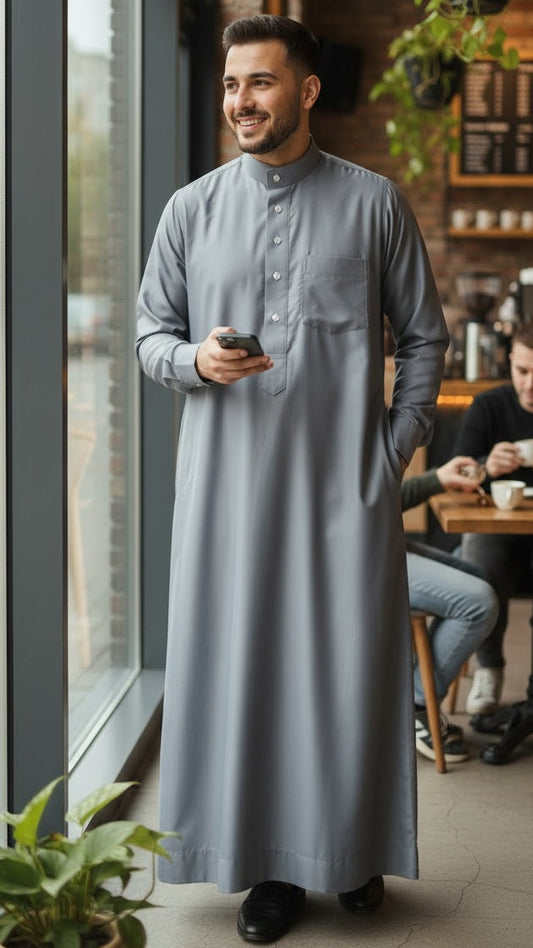 Authentic men’s thobe jhubba – premium Omani/Emirati style – NZ, Australia & Fiji