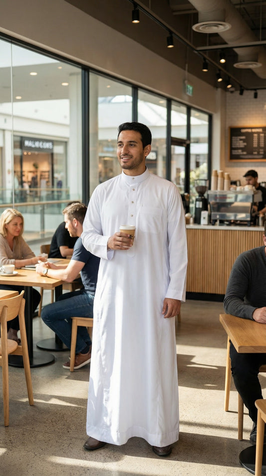 Authentic men’s thobe jhubba – premium Omani/Emirati style – NZ, Australia & Fiji